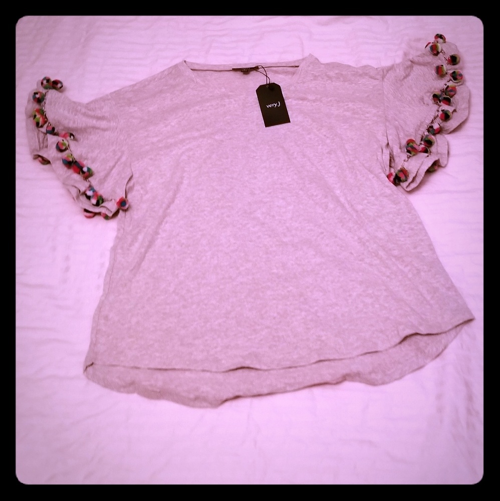 Very J T-shirt with pom poms